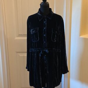 Coldwater Creek Blue Velvet Tunic Top, Size XL (18)